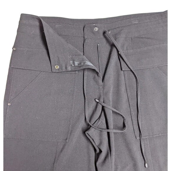 CK Calvin Klein Crop Pants Women 10 Waist Drawstring Flat Front Travel Black - Picture 9 of 11